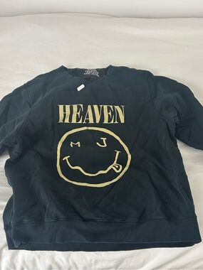 Marc Jacobs Black Sweatshirt with Gold 'HEAVEN' Smiley Graphic